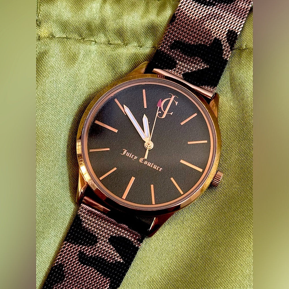 NWT Juicy Couture Black Label Rose Gold Camo Watch